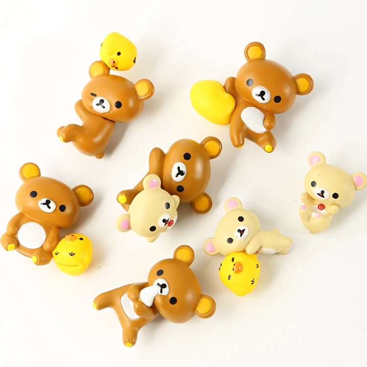 7PCS Set Rilakkuma Korirakkuma Bear Cup Edge Mini PVC Figure Collectible Model Toy Doll Kids Children Christmas Gifts