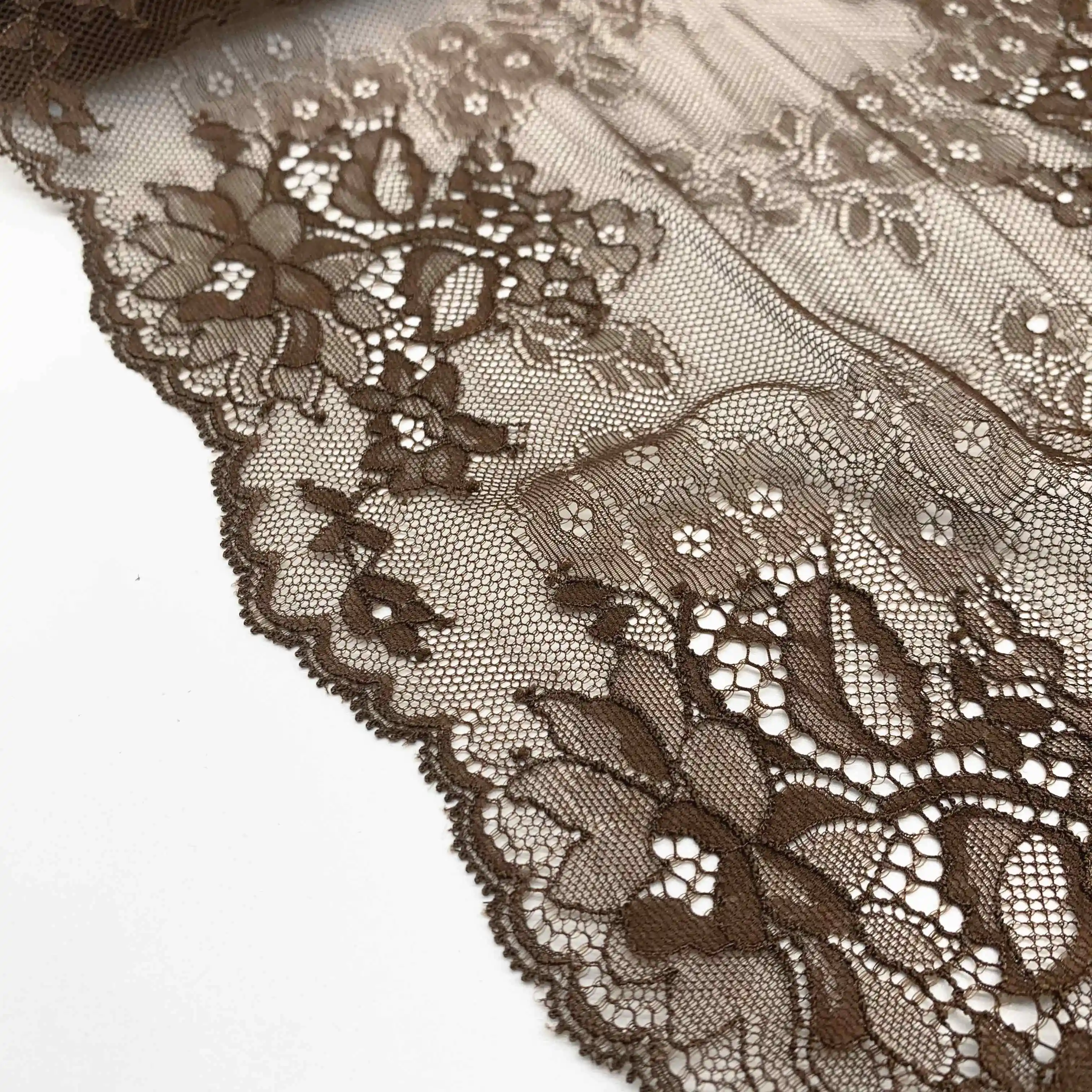 3y/lot 21.50cm Soft Dark Coffee Elastic Stretch Lace Trim For Lingerie Sewing Craft DIY Apparel Fabric Lace Garment Accessory