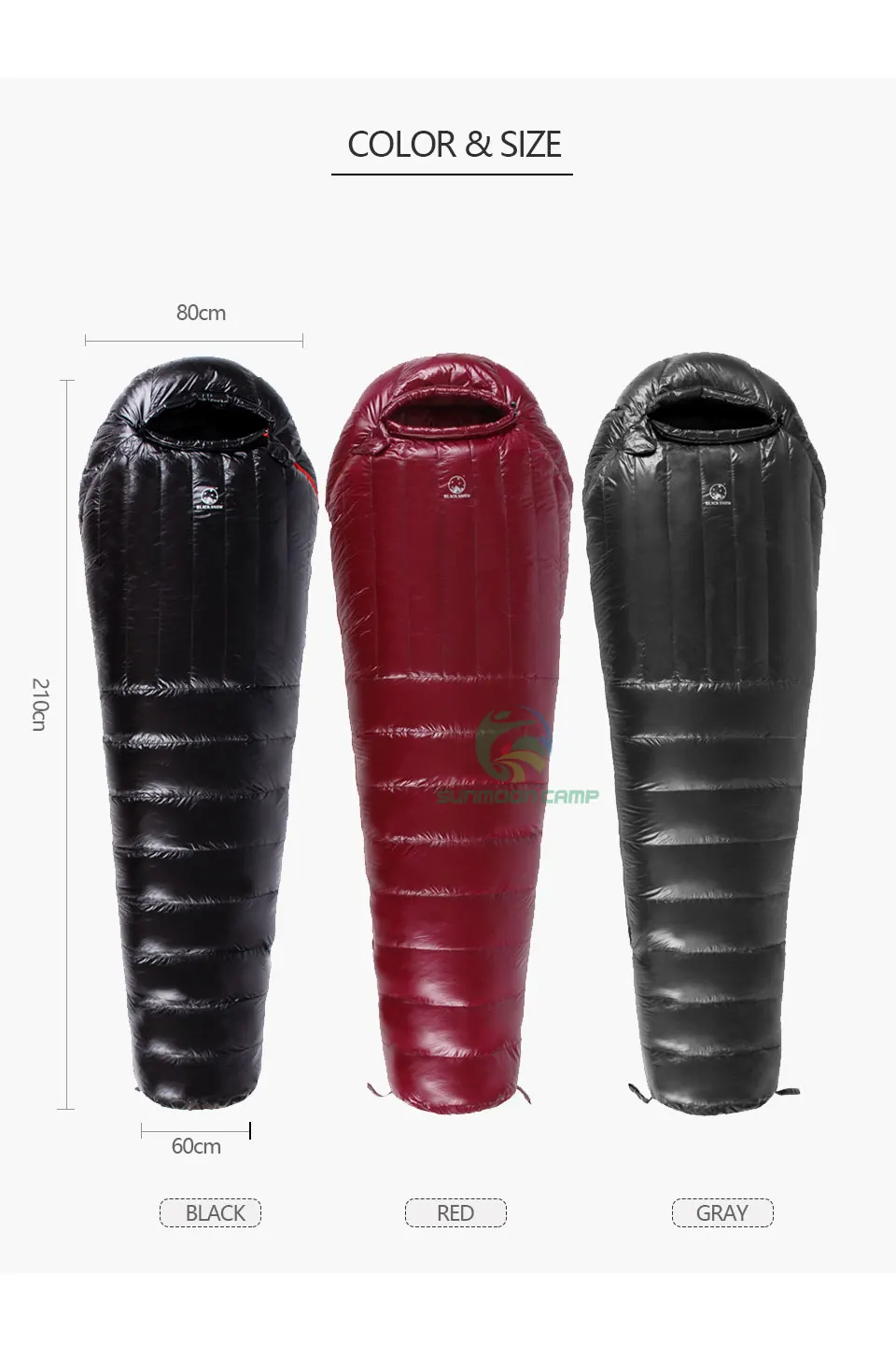 Winterwarmer, isolierter, 95 % weißer Gänsedaunenschlafsack für Erwachsene mit Kompressionssack 850FP für Rucksackreisen, Camping, Wandern – Detail 8