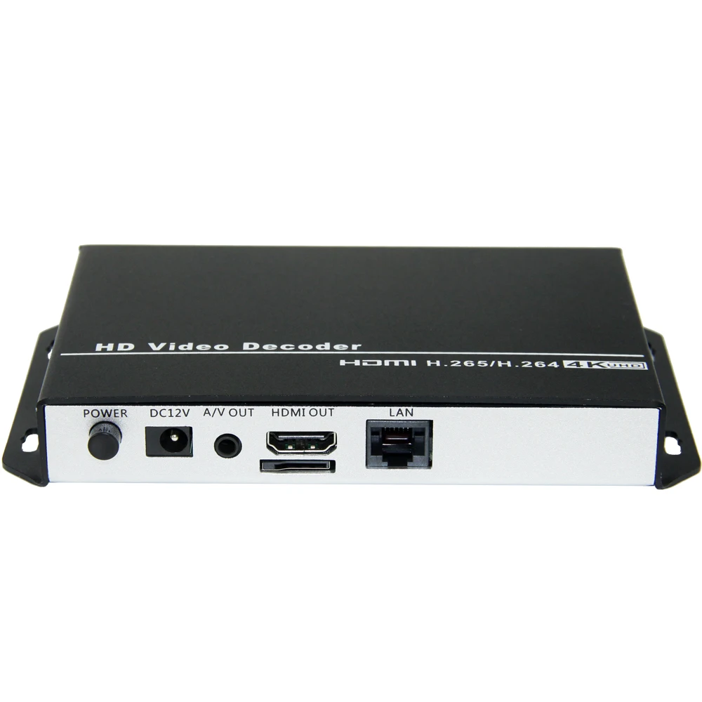 H.265 H.264 UHD 4K Video Audio Streaming IP Decoder HDMI + CVBS AV RCA Output for Decoding IP Camera RTSP HTTP RTMP HLS M3U8