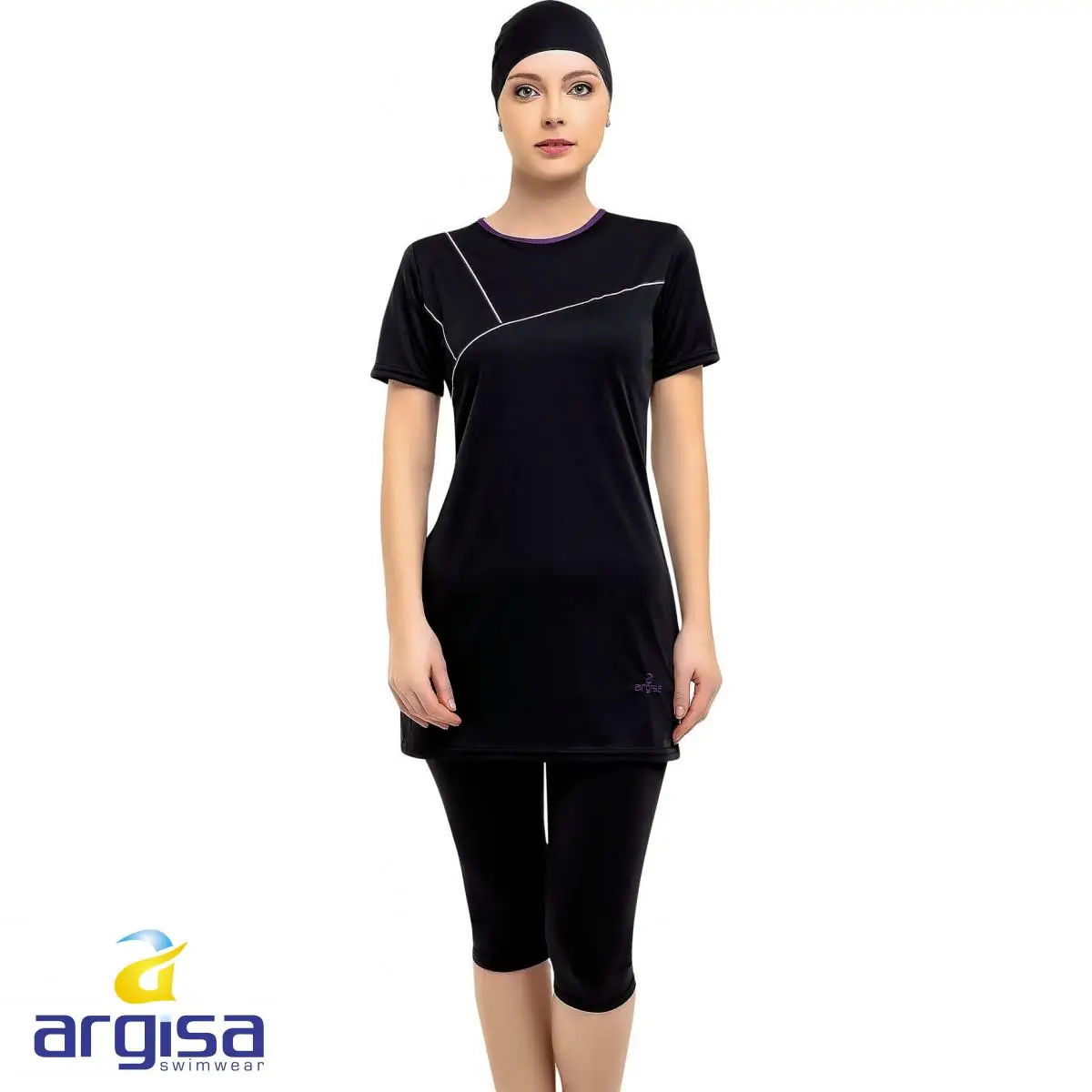 Argisa 7822 Half Sleeve Embroideried Semi Burkini Muslim Swimwear 38-60 Plus Size Hijab Islamic Swimsuit Fashion Turkey Women Cover