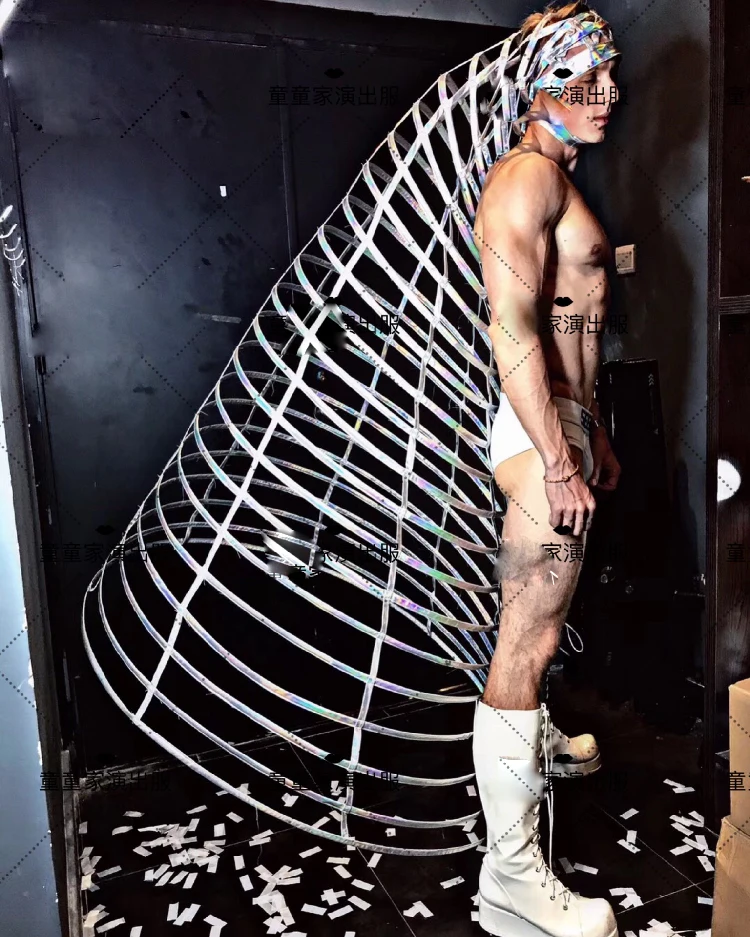 

Hollow silver laser colorful custom Model nightclub catwalk bar gogo costume nightclub colorful ds show armor Men women