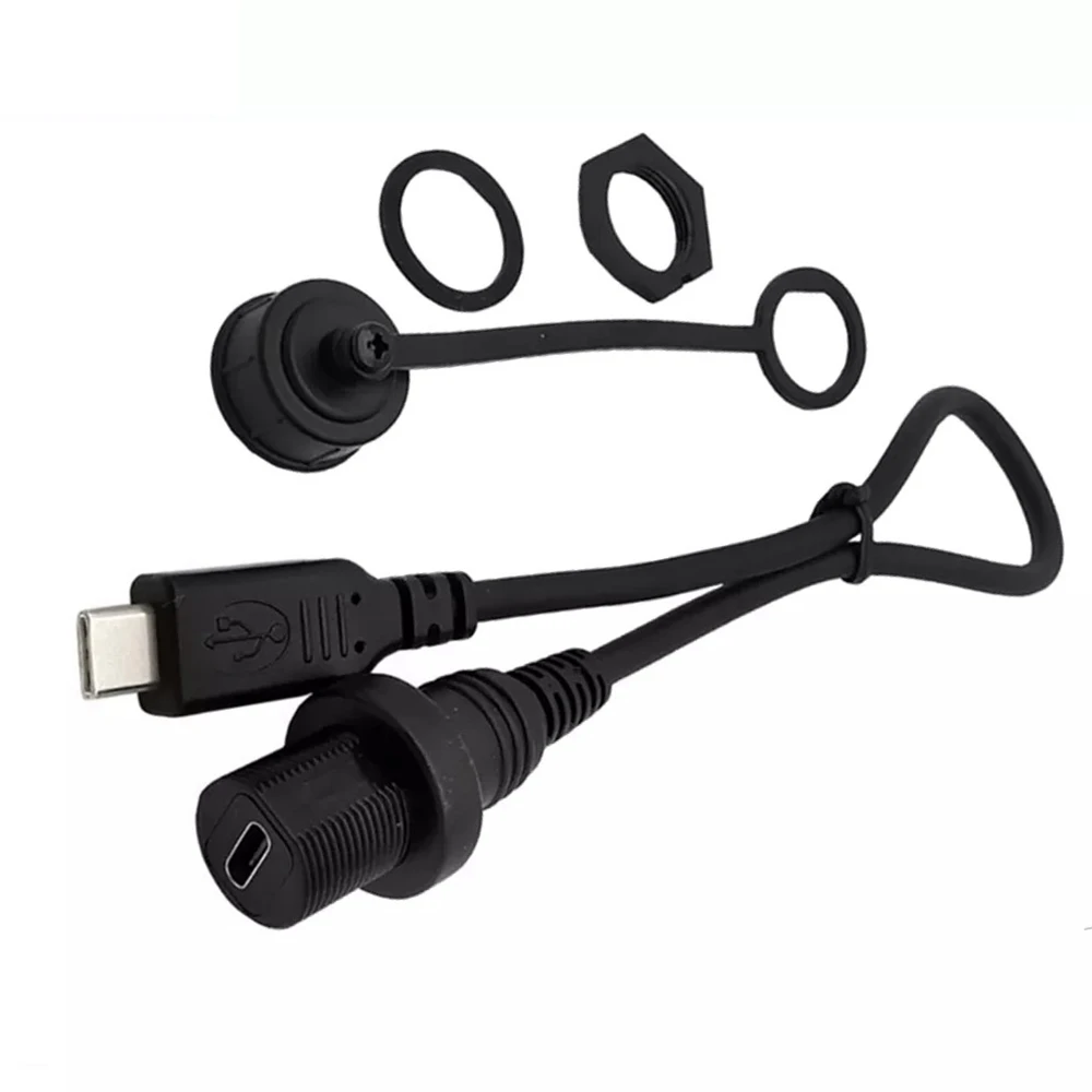 30cm USB-C IP67 Wasserdichte Kabel typ-c 3,1 IP 67 Männlich zu Weiblich Panel Mount Wasserdichten Stecker verlängerungskabel