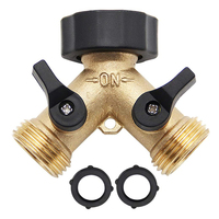 Garden Brass Quick Connector Water Pipe 2 Way Y Valve 3/4\