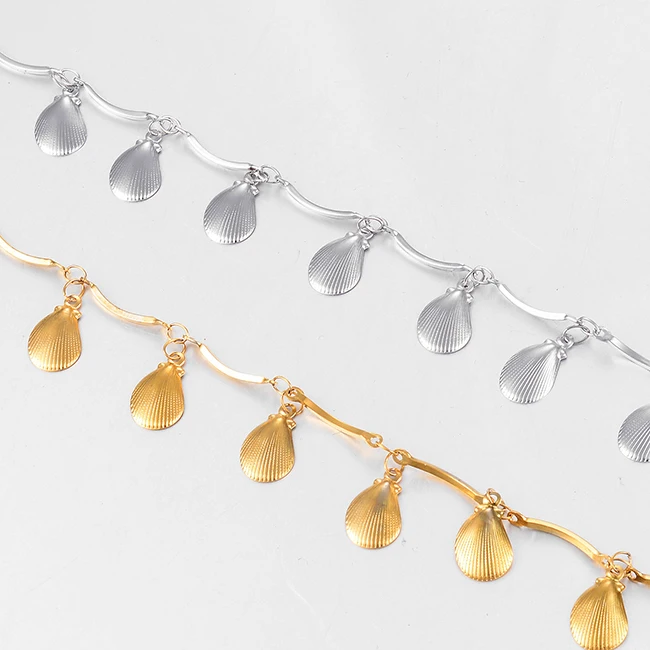 Silber-/Goldfarbene Kette, trendiger Sommerschmuck für den Strand, Urlaubsgeschenk für Frauen und Mädchen, elegante Edelstahl-Muschelkette – Detail 2