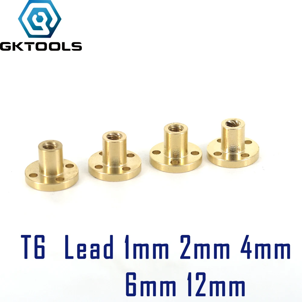 T6 nut trapezoidal screw brass copper lead 1mm 2mm 4mm 6mm 12mm 1pcs