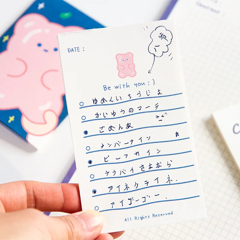 SIXONE 30 sheets Creative Bear Avocado Bread Note Book Kawaii Message Plan Note Paper Memo Pad Diary Stationery Planner Stickers