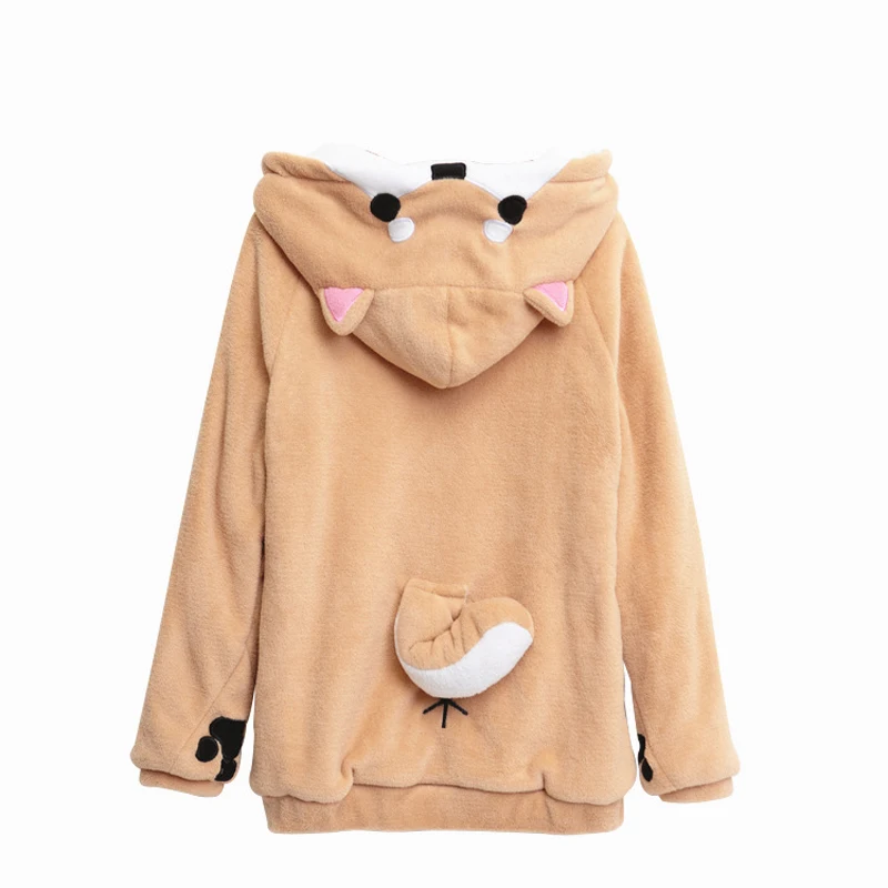 Japanese Shiba Inu Hoodie Anime Kawaii Women Sweatshirts With Ears Cute Muco Dog Pullover lovely Cartoon Winter Coat