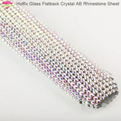 RESEN 24x20/24x40cm Hotfix Crystal AB Flatback Rhinestone Sheet Glass Rhinestone Crystal AB With Glue Iron On Party Decoration