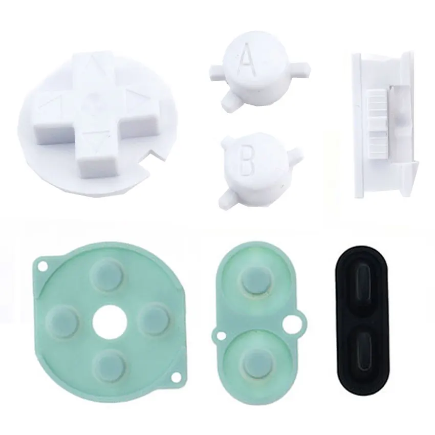 JCD 닌텐도 게임 보이 컬러 실리콘 고무 패드, GBC 전원 켜기 끄기 버튼 AB 버튼 D 패드 전도성 버튼