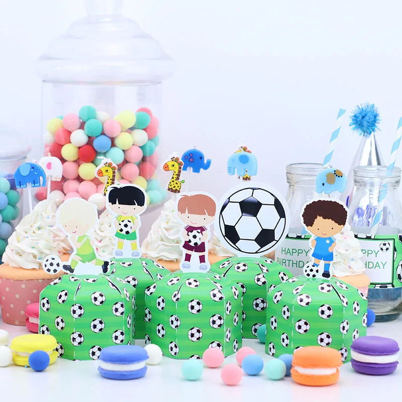 Soccer Football Theme Party Cake Topper Straws Paper Cups Favor Boxes Bags Hanging Decor Centerpiece Birthday Party Supplies