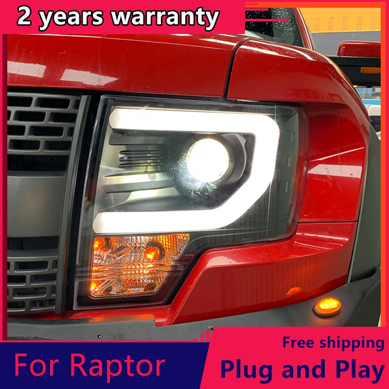 KOWELL Car Styling for Ford F150 Headlights 2008-2015 Raptor F150 LED Headlight DRL Lens Double Beam H7 HID Xenon bi xenon lens