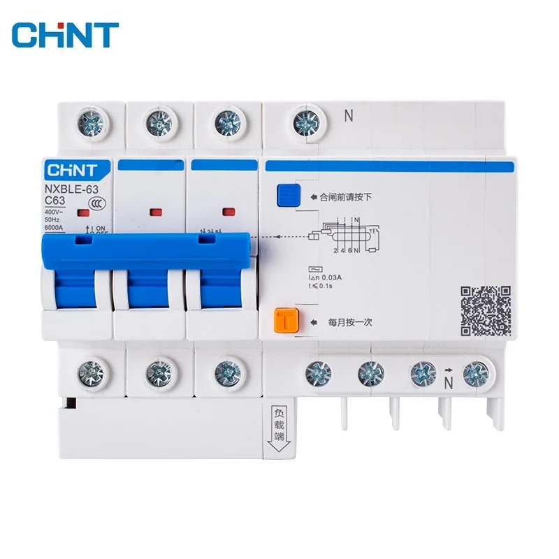 

CHNT NXBLE-63 Residual current operated circuit breaker RCBO 6KA type C 3P+N 30mA 50HZ 6A 10A 16A 20A 25A 32A 40A 50A 63A