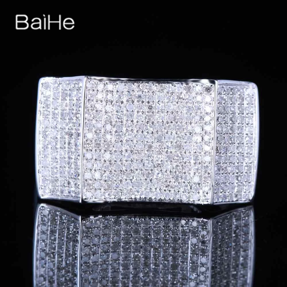 BAIHE Sterling Silver 925 H/SI Natural Diamond Ring Men Wedding Trendy Fine Jewelry Making خاتم الماس رجال Bague Homme Diamant