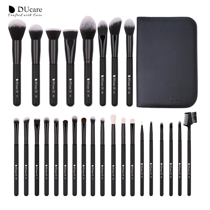 DUcare Makeup Brushes Professional Powder Foundation Eyeshadow Make Up Brushes Set Synthetic Goat Hair Cosmetic Brushes with Bag