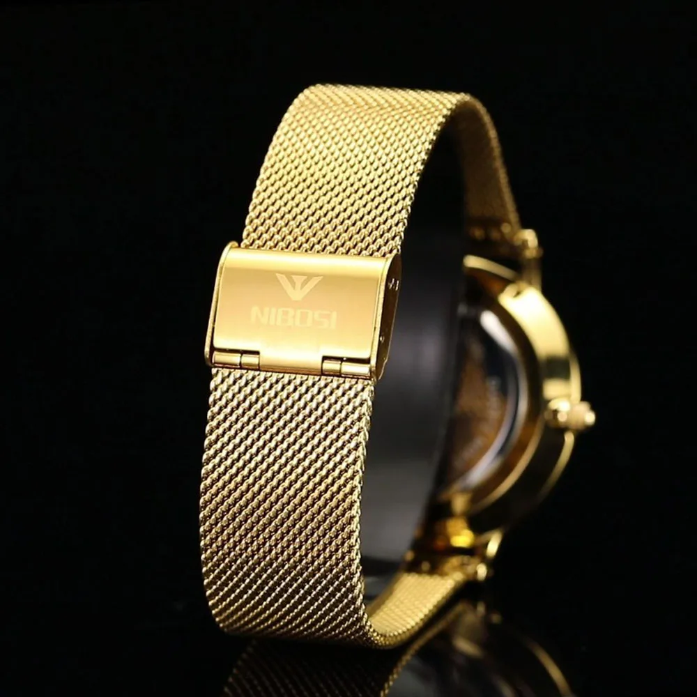 NIBOSI Gold Watch Men Luxury 2019 Blue/Thin Watches For Men/Women Waterproof dress Fashion Brand Wristwatch Relogios