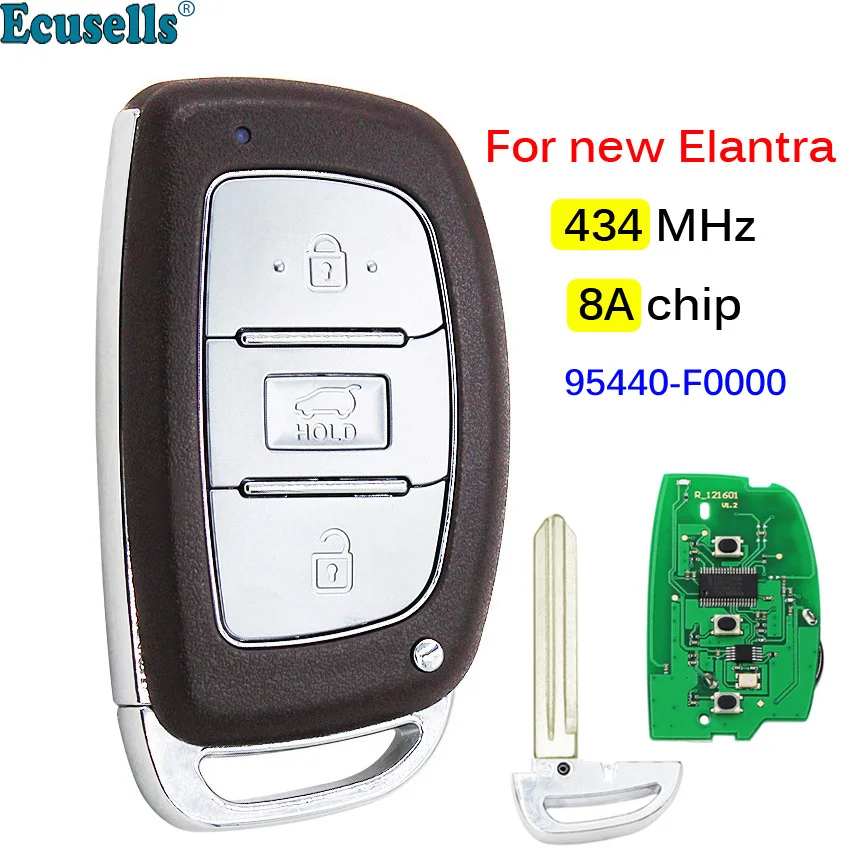 

3 Button Smart Car Remote Key Fob 433Mhz 8A Chip for Hyundai New Elantra 95440-F0000