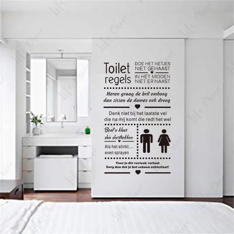 Familie Wc Regeln Aufkleber Art Vinyl Wand Aufkleber Hause Dekoration Tapeten Wc Regels Vinyl Wand Aufkleber Dutch