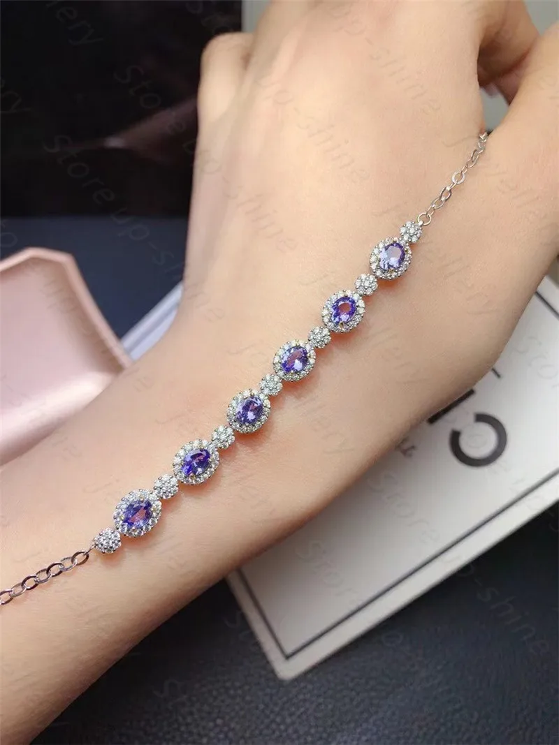 

Ladies new natural tanzanite bracelet 925 silver bracelet simple atmosphere fashion trend