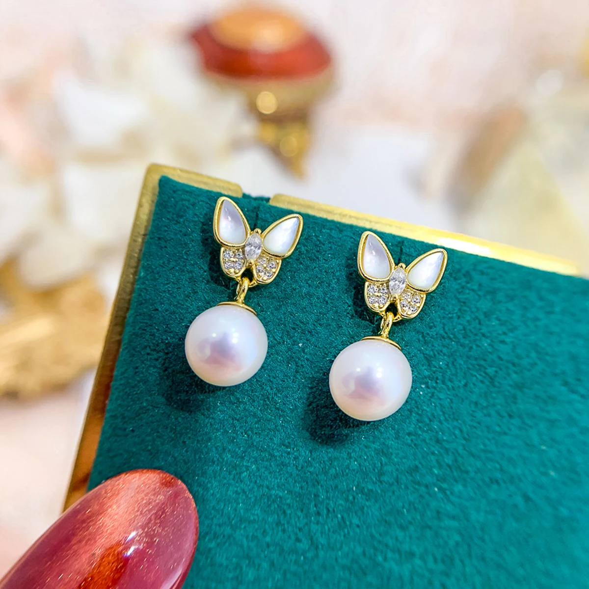 2021 New Arrival Shell Butterfly Design Drop Earrings Fittings For Pearl Jewelry Women DIY Handmade Jewelry Making