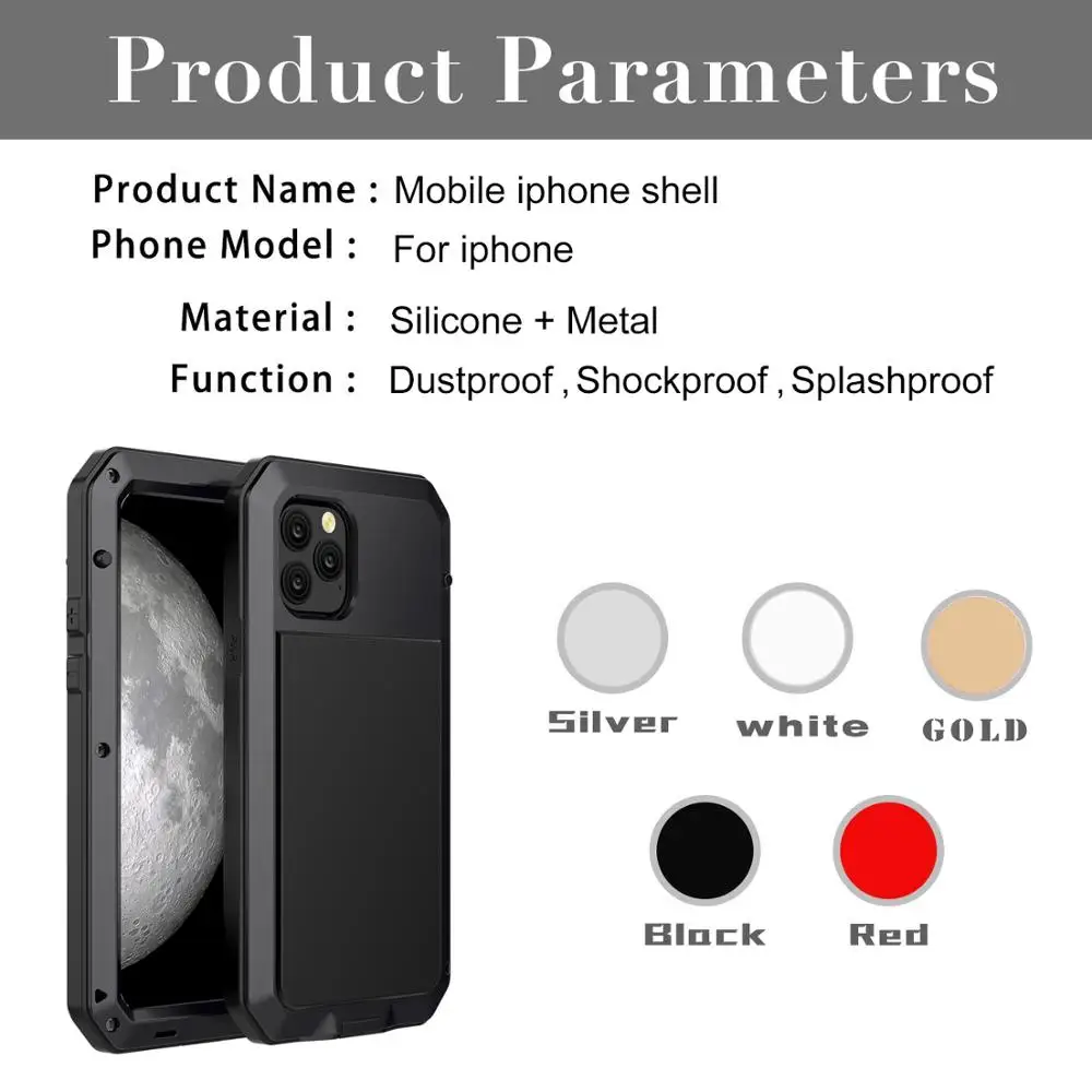 Heavy Duty 360 Full Protect Metal Phone Case for iPhone 14 13 12 15 Pro Max 11 8 7 Plus Shockproof Case For iPhone XR XS Max