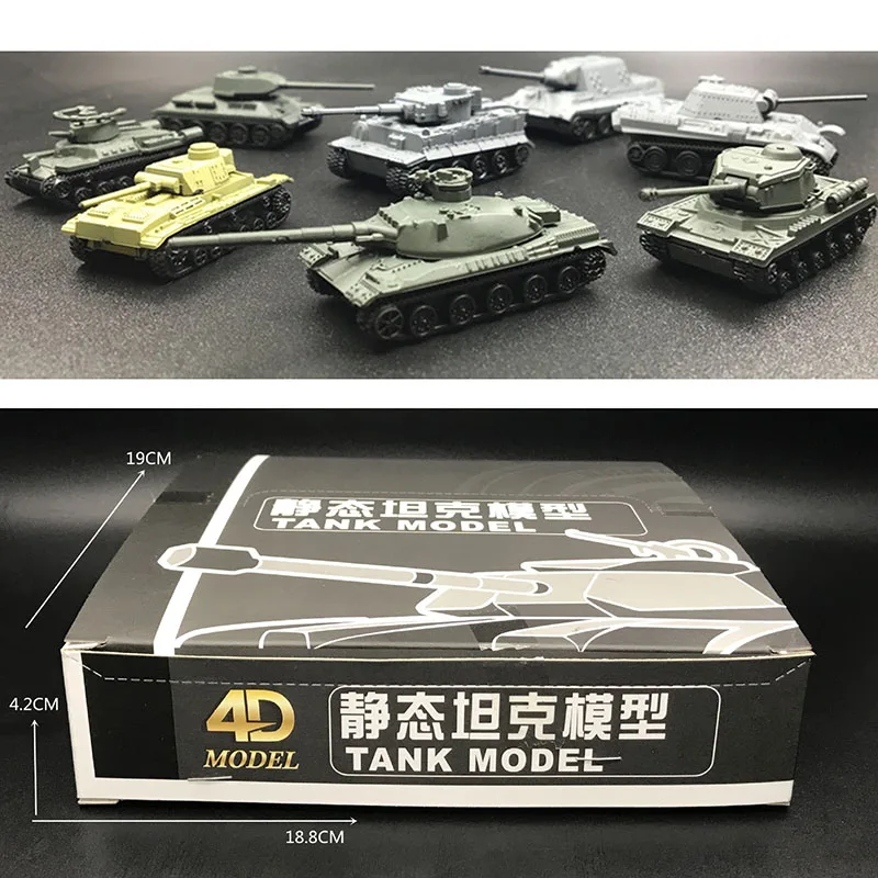 Tanque estático de la Segunda Guerra Mundial, modelo de plástico ABS 8 en 1, juego de caja Original, Mini juguete, arma clásica, regalo de colección