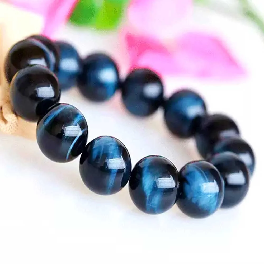 

14mm Blue Tiger Eye Jade Stone Bracelets for Man