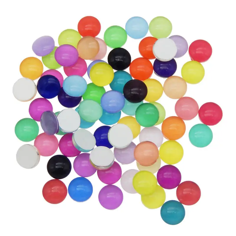 6-15mm Colore Della Caramella di Modo Rotondo di Vetro Cabochon Colore Misto posteriore Piana Cabochon di Gioielli FAI DA TE