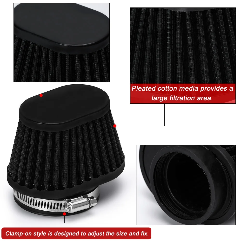 Pod Air Filter Intake Cleaner  50mm 51mm 54mm 55mm 60mm Oval Round Tapered Cone Clamp-On For Car Motorcycle PQY-AIT320/322/324