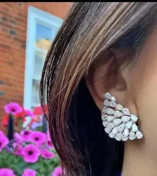 Trendy Luxury WaterDrop Stud Earrings For Women Wedding Cubic Zircon CZ Dubai Bridal Earring Bohemia Hot e398