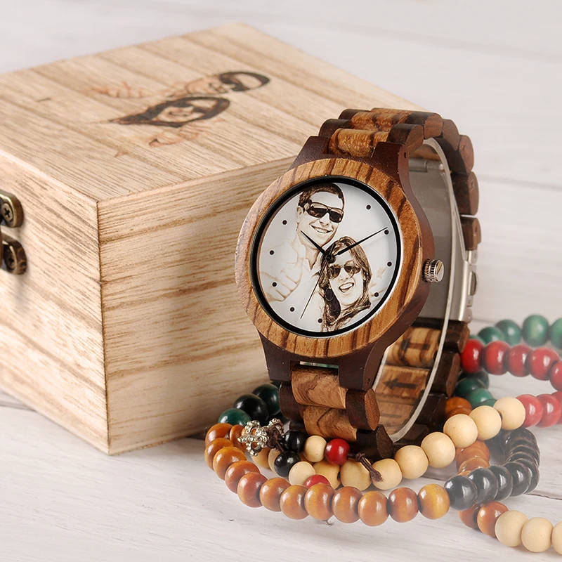 Engraved Watch Boyfriend Birthday Groomsmen Gift BOBOBIRD Wooden Quartz Wristwatch Men Fathers Day Anniversary Photo Custom Gift