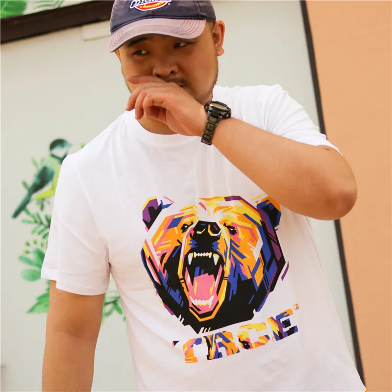 

New Growlr Bear Summer Men's Plus Size Cotton T-shirt Gay Bear Roar Bear Round Collar Short Sleeve Tops White S M L XL 2XL