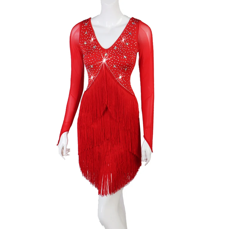 fringe dress salsa dress vestidos de fiesta de noche club party singer DS fringe latin dance competition dresses