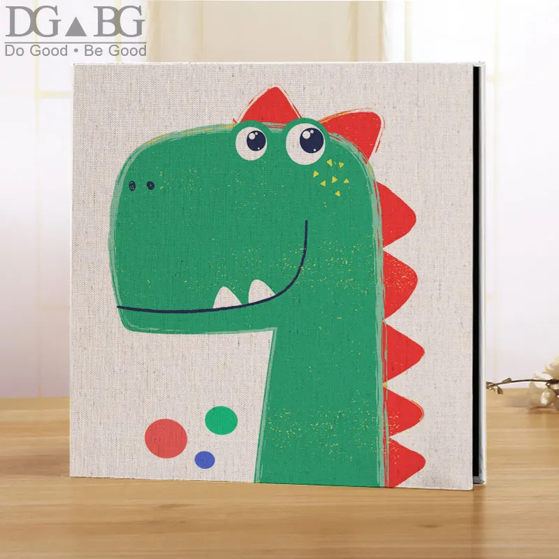 Self Adhesive Photo Album  Dinosaur Sticky Pages Creative Magnetic Scrapbook Album DIY Handmade Wedding Album Linen Hardcover