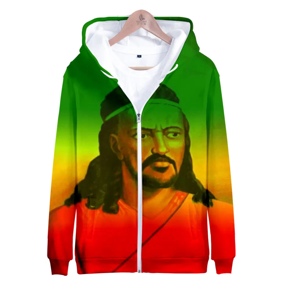 

2021 MenelikⅡ 3D Zipper Hoodies Women/Men Fashion Hooded Sweatshirt Cosplay Harajuku Casual Streetwear Clothes