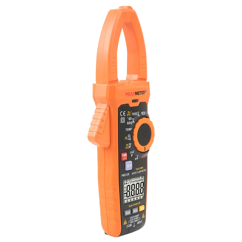 PEAKMETER PM2128 AC/DC True RMS Handheld Digital Clamp Meter AC/DC Voltage 1000A Current Capacitance Temperature measurement