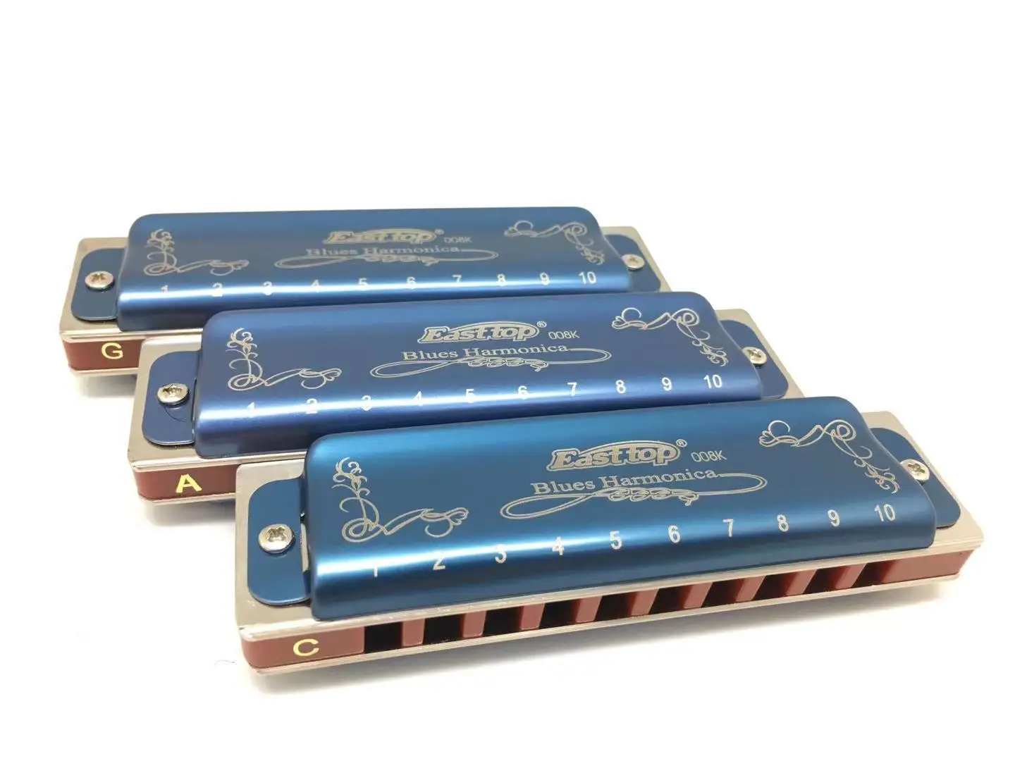 Easttop T008K blues harmonica with 3keys,set music  blues harp for beginner,player,gift