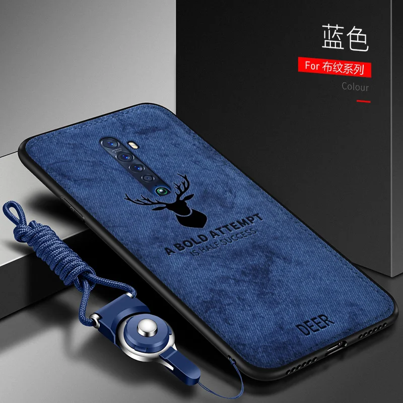 For OPPO Reno 2 Z 2Z 2F Case Luxury Soft Silicone+Hard fabric Deer Slim Protective Back Cover Case for Reno 10X Zoom shell