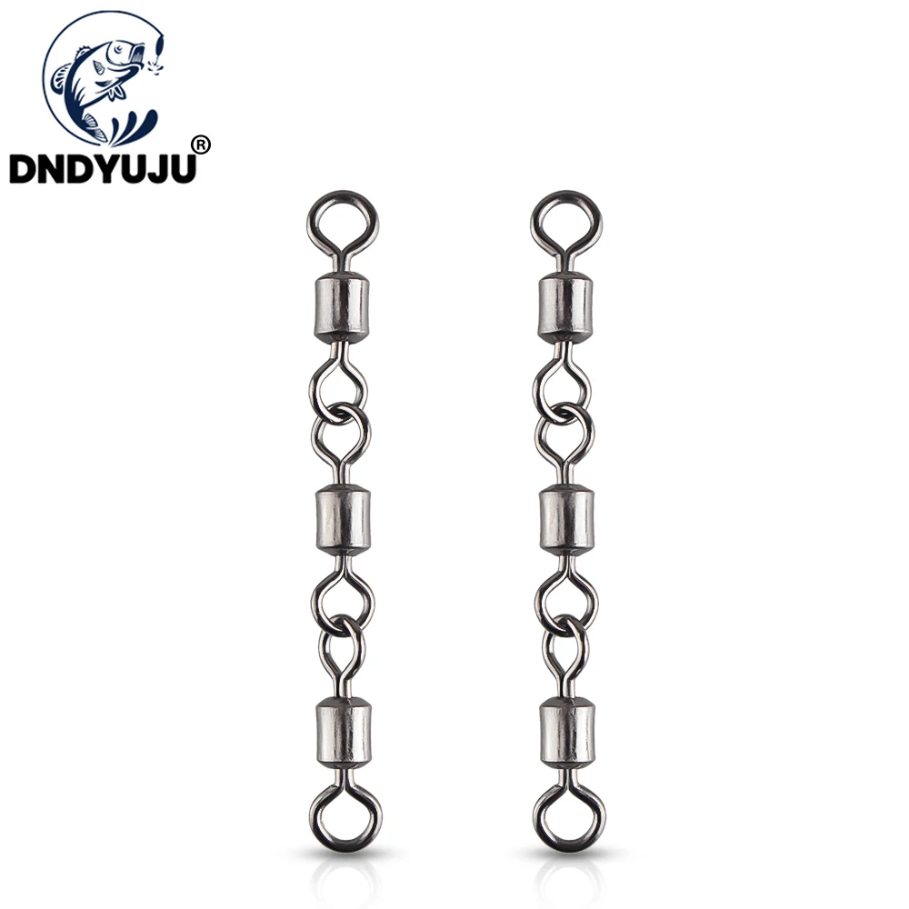 

DNDYUJU 500pcs Three Joint Rolling Swivels With Solid Rings Fishing Leader Line Connector Saltwater Fishing Terminal Accessories