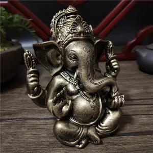 Bronze Farbe Ganesha Buddha Statue Ornamente Harz Elefant Gott Skulptur Statuetten Home Dekoration Big Buddha Statuen 11 cm 6 Hauptverkaufsstatue Ganesha Grande - №3
