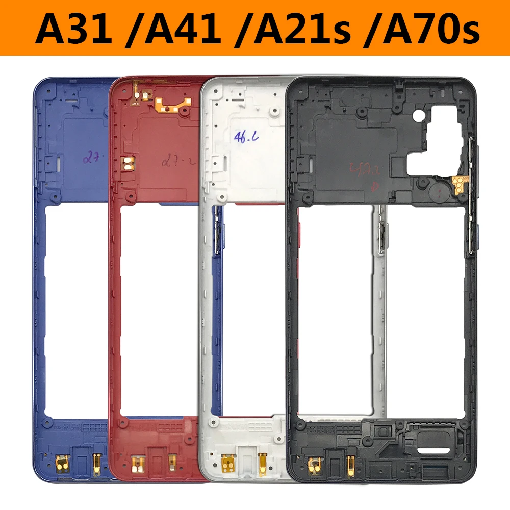 NEW Housing Middle Frame Bezel Middle Plate Cover With Volume Power Button Side Key For Samsung A21S A31 A41 A70S