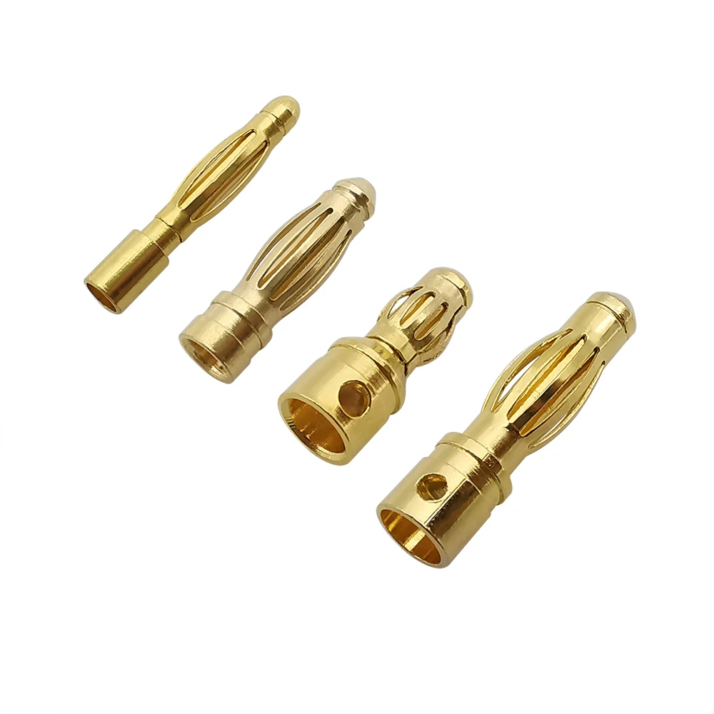 2Mm 3Mm 3.5Mm 4Mm Kogel Bananenplug Vergulde Banaan Mannelijke Vrouwelijke Connector Accu Pluggen Kits Voor Rc Batterij Onderdelen Diy