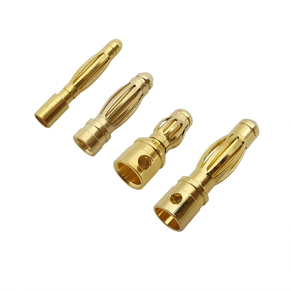 Conectores Banana Tipo Bala de 2mm 3mm 3.5mm 4mm Dorados, Macho y Hembra para Baterías RC 4