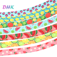 DHK 3/8'' 5yards Fruit Watermelon Lemon Strawberry printed grosgrain ribbon Accessory hairbow headwear DIY 9mm C1928