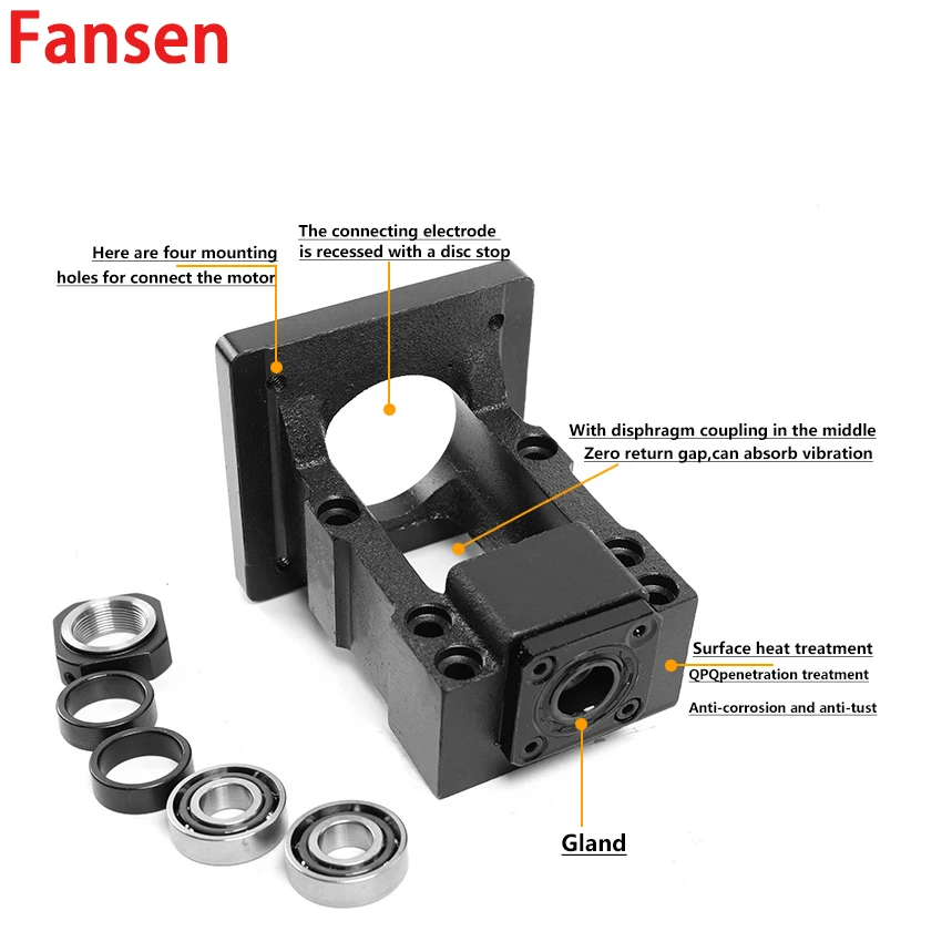 

Steel JX12-57/60-VC Stepping servo motor seat screw support bearing fixed integrated bracket mounting SFU1605/1610/1604