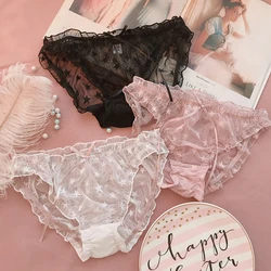 New sexy underwear women Ultra-thin Panties Cute Bow Low Rise Transparent Panties women's Lingerie Underwear Lace Panties Briefs