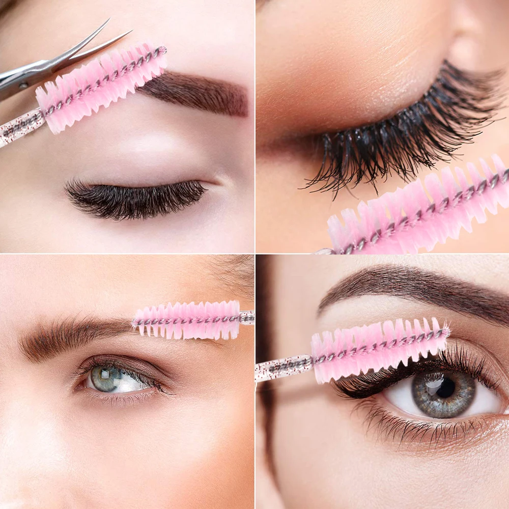 Brosses à cils en plastique, baguettes de mascara, pince à faux cils, pince à épiler, applicateur de maquillage, 5 pièces, 50 pièces