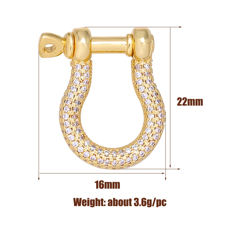 Juya Carabiner Lock Zirconia Clasp Horseshoe Shackles Screw Lock Clasps for Jewelry Making DIY Necklace Bracelet Accessories