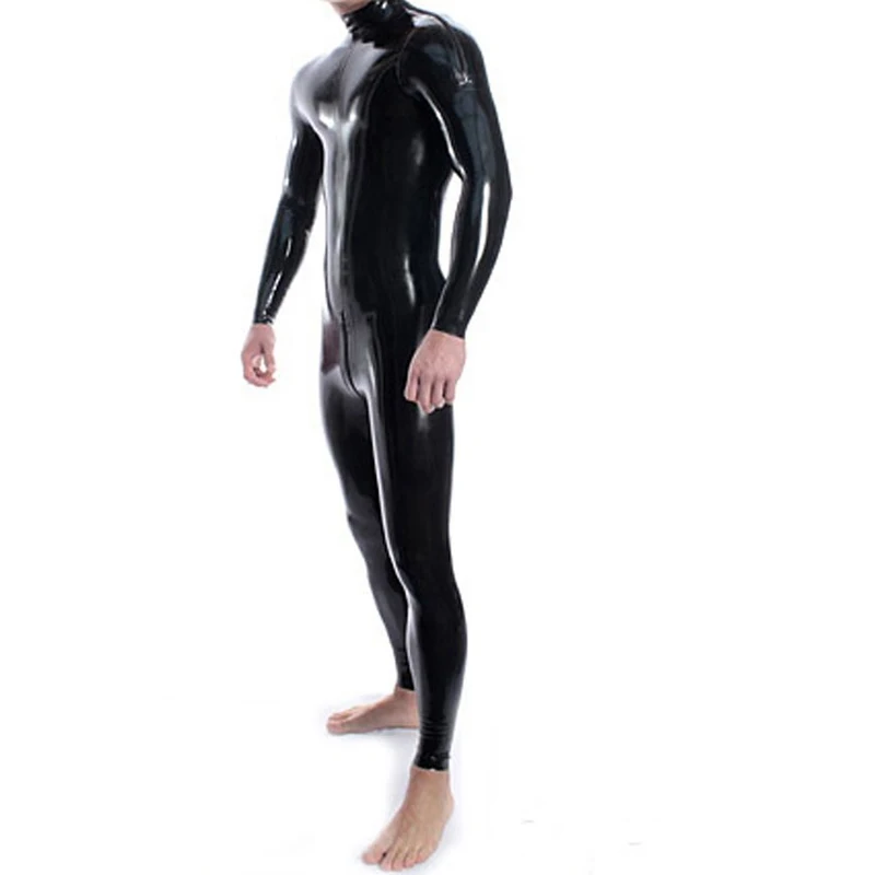 Mono negro Sexy para adultos, Catsuit de goma de látex para hombres y mujeres, traje de látex Unisex, body sin capucha