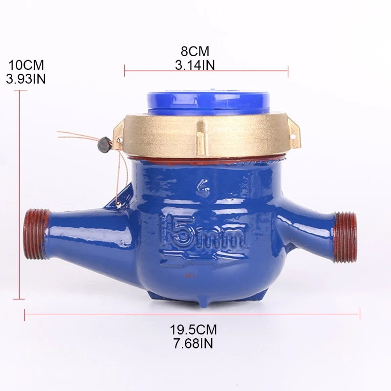 DN15 Water Meter Heavy Duty Brass Flow Measure Tap Cold Water Meter Home Garden Wet Table Measuring Tools Water Measurement